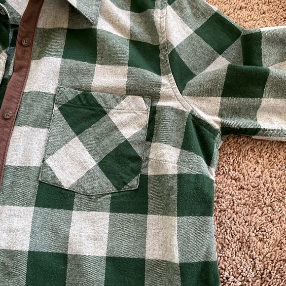 Green Buffalo Plaid Flannel Shirt Corduroy Trim Cotton XL - Picture 6 of 7